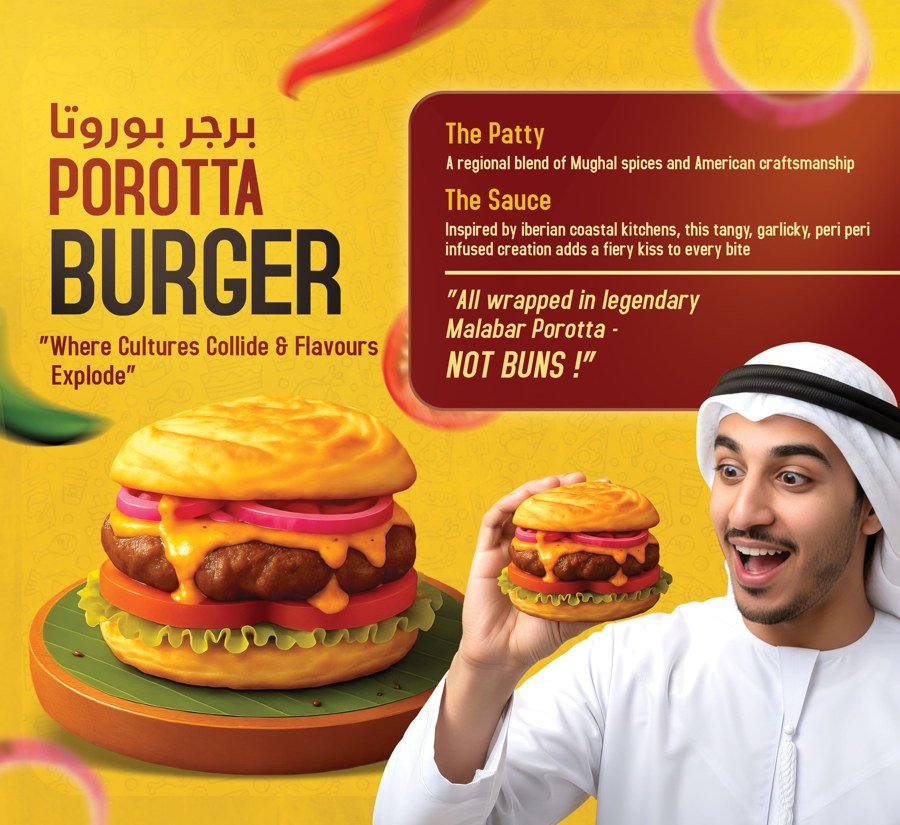 Porotta Burger menu with prices
